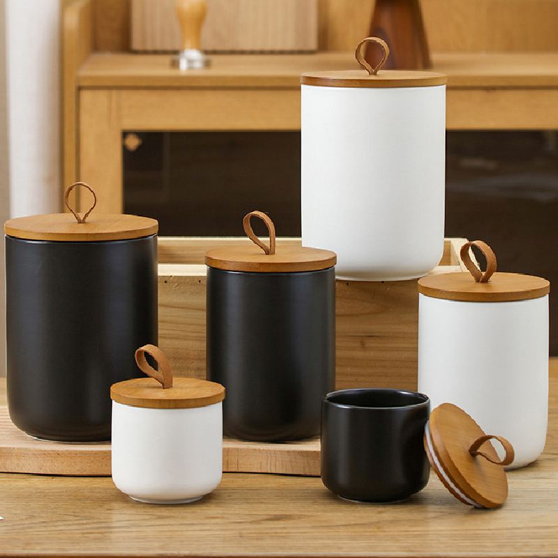 Coffee Tea Sugar Canister Set - Pot de rangement en céramique nordique,