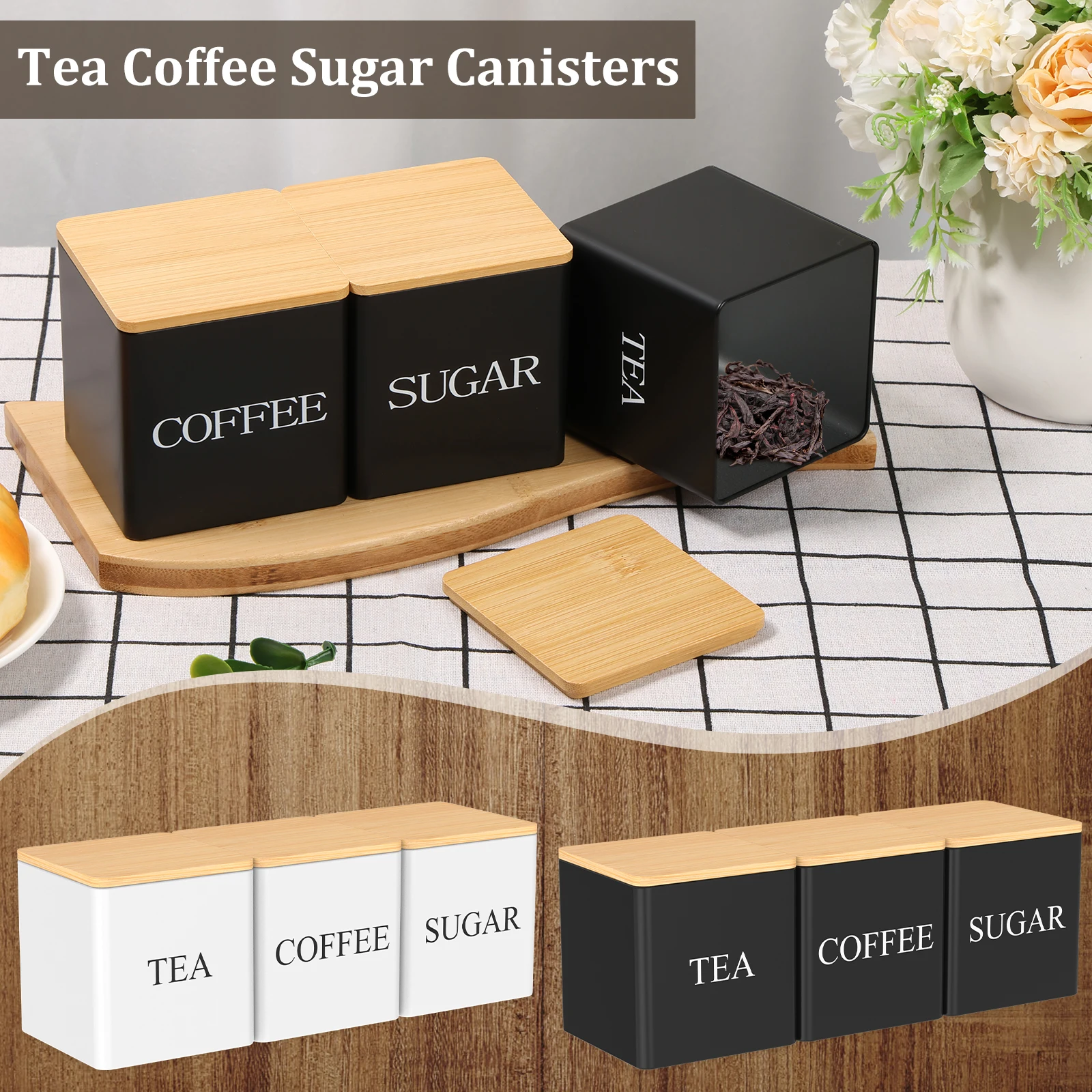 Coffee Tea Canister Set - Ensemble de 3 boîtes à thé,