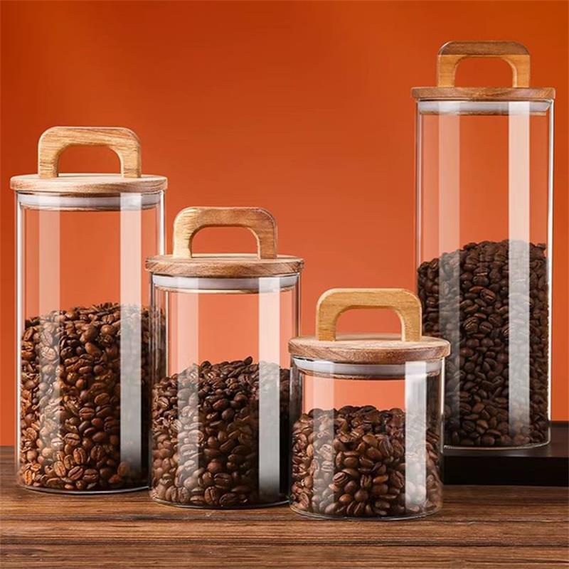 Coffee Tea Sugar Canister Set - Pot en verre transparent avec couvercle