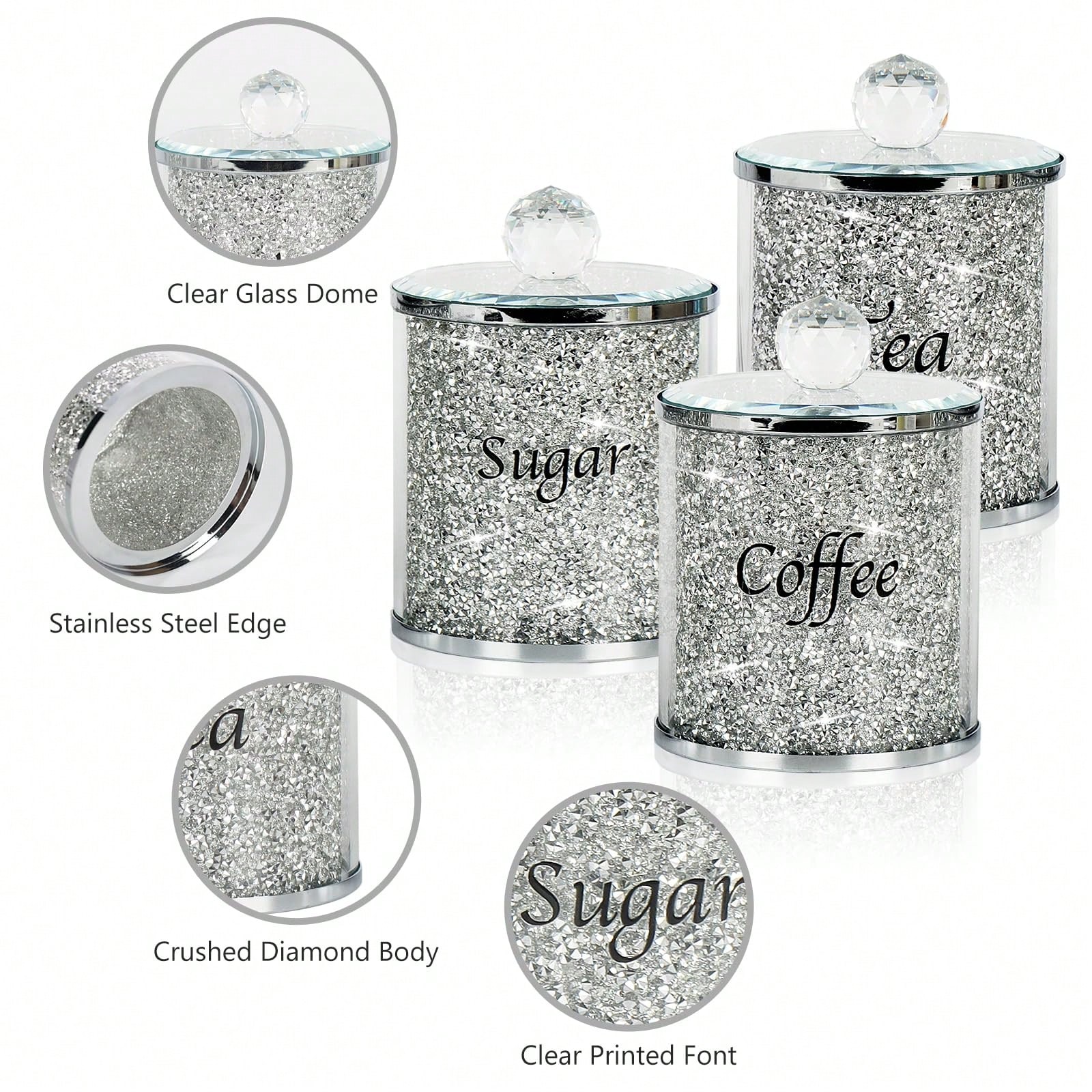 Coffee Tea Sugar Canister Set - Ensemble de pots à café, sucre