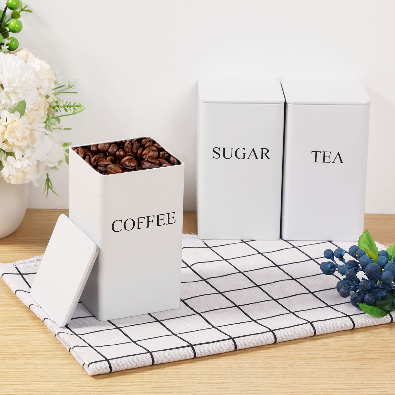 3 pièces boîtes de stockage de - Coffee Tea Sugar Canister Set avis et prix