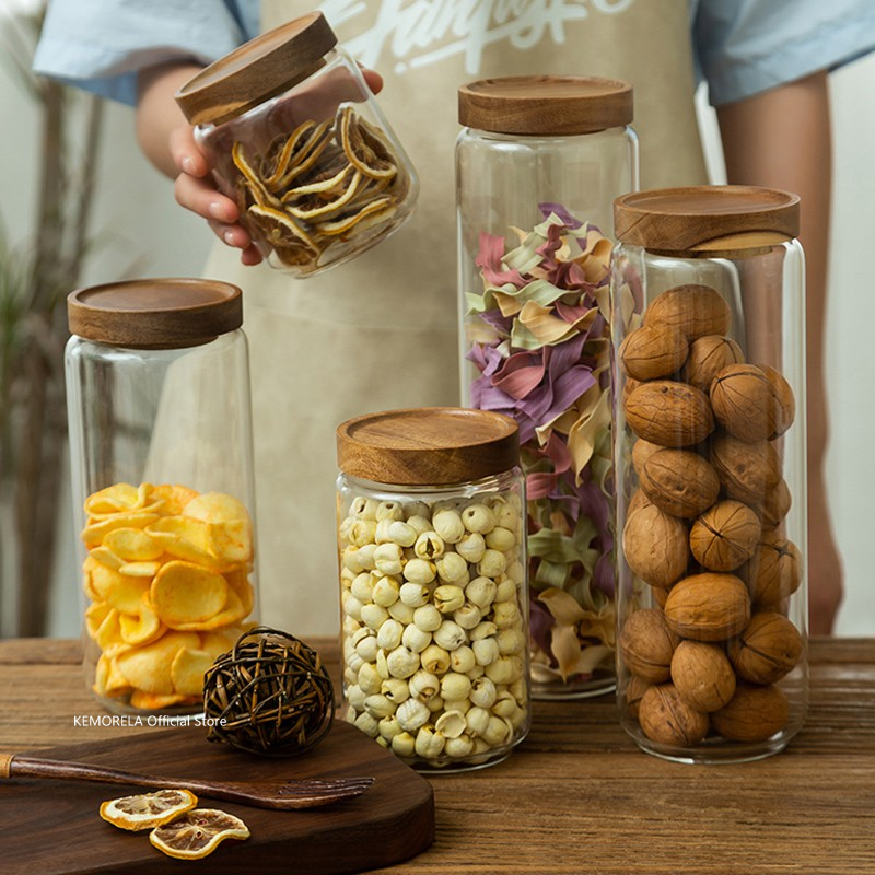 Couvercle en bois verre hermét - Coffee Tea Canister Set avis et prix