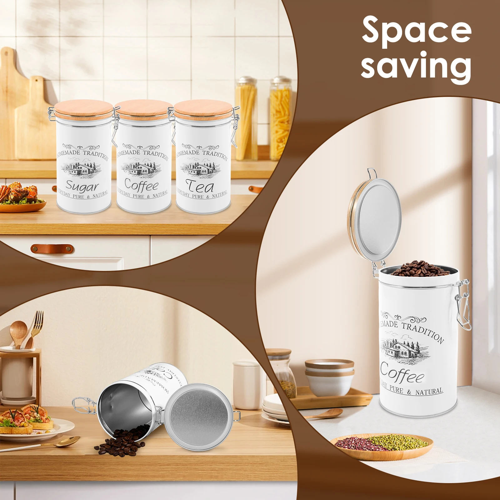 3 pièces/ensemble thé café suc - Coffee Tea Sugar Canister Set avis et prix