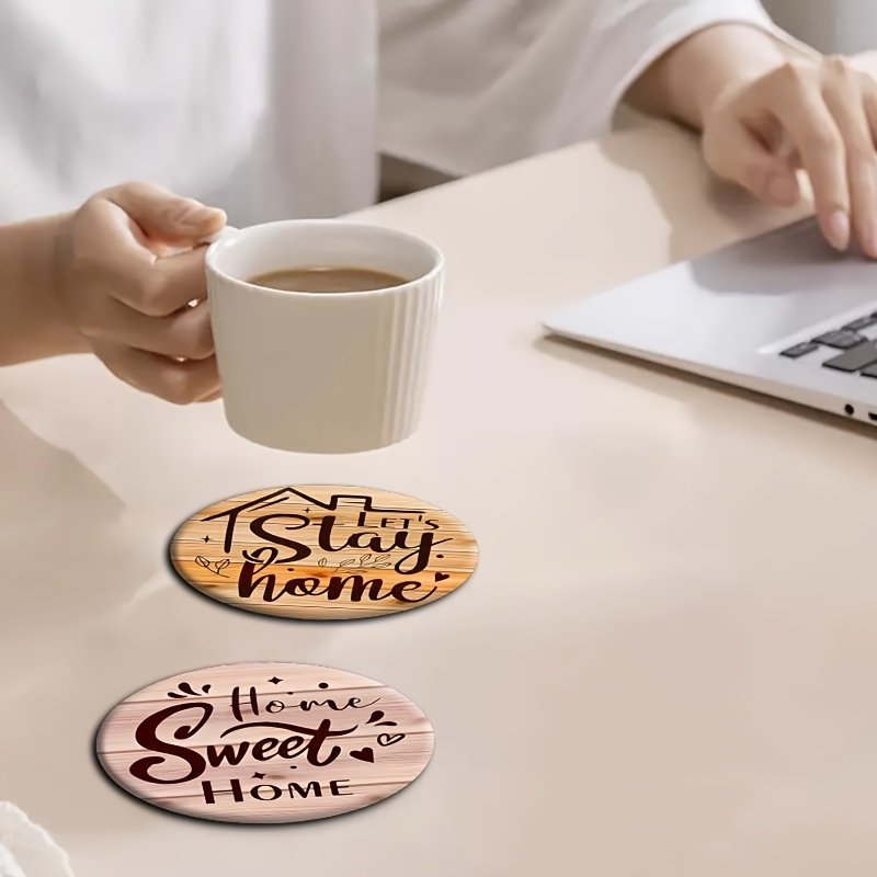 Sous-verre en bois 2D style ca - Coffee Tea Quotes avis et prix