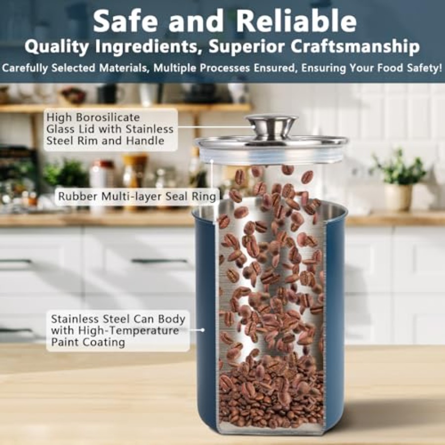 Ensemble de 4 boîtes à provisi - Coffee Tea Sugar Canister Set avis et prix