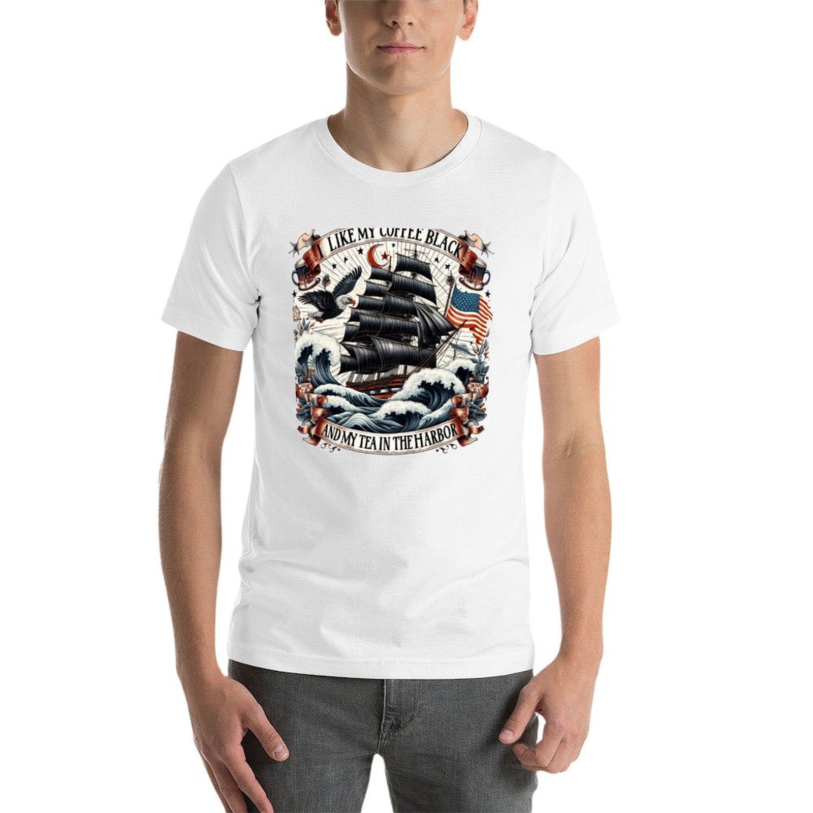 T-shirt en coton à manches cou - Coffee Tea Quotes avis et prix